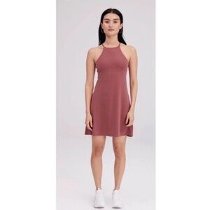 Girlfriend Collective Naomi Mauve Sleeveless Dress with Skort Shorts